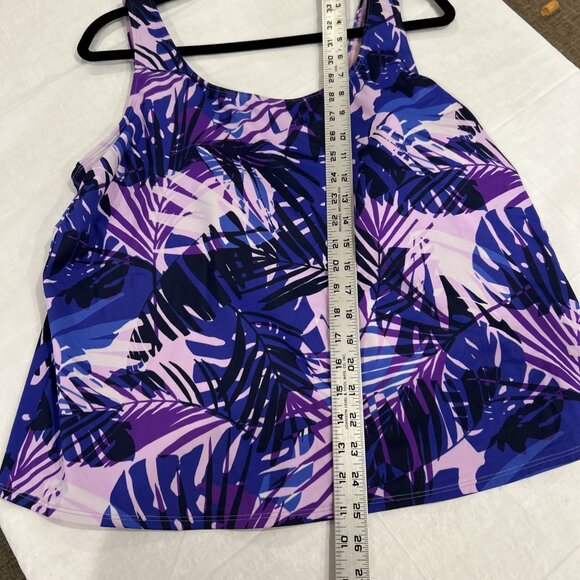 LL Bean 18W Tankini Swimsuit Top Purple Black Slimming Cruise Beach UPF 50+ - Picture 4 of 8